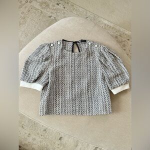 Zara Tweed Puff Sleeve Top